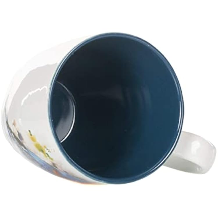 Dean Crouser Bluebird Watercolor Blue On White 16 Ounce Glossy Stoneware Mug With Handle