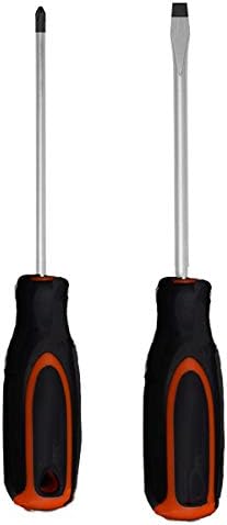 Edward Tools Harden Screwdriver Set Phillips and Flat Head - Magnetized CRV Steel Tips - Ergo Grip Handle - #2 Phillips, Slotted 1/4”