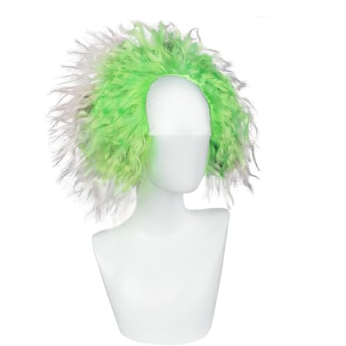 Imeyle Betelgeuse Cosplay Wig For Kids Pennywise Wig Short Green And White Bald Wig Balding White Crazy Spiky Wig For Kids Outfit Short Green Wig Boy Halloween Costume Party Synthetic Wig+ Wig Cap thumb #2