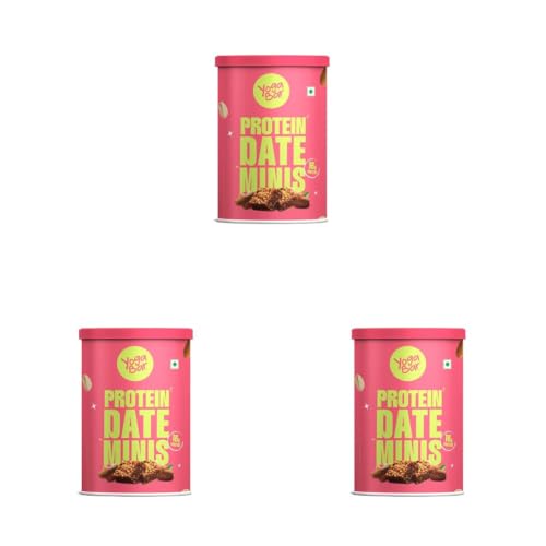 Image of Yogabar Protein Date Minis - 22g Protein, No Refined Sugar, Dates & Nuts Snack - 200g Pack (10 x 20g) (Pack of 3)