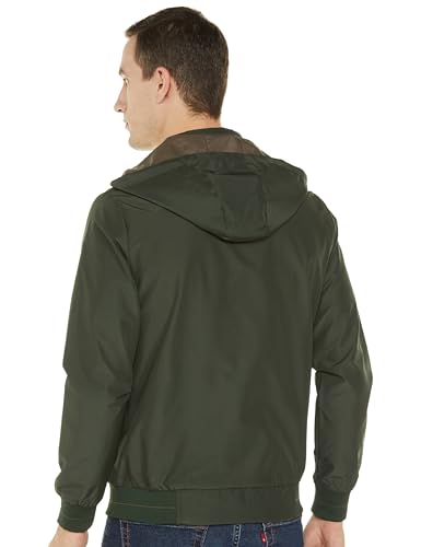 Image of Qube By Fort Collins Men's Polyester Standard Length Regular Fit Reversible Winter Jacket with Ribbed Cuffs & Hood - Warm, Stylish & Versatile