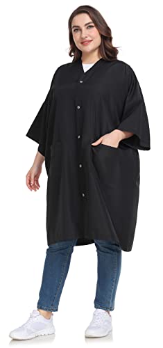PERFEHAIR Salon Client Gown Capes - Plus Size Hair Coloring Wrap Kimono Style for Women & Men, Hair Stylist, Dog Grooming Smock with 2 Pockets, 5 Snap Closures, Lightweight & Soft
