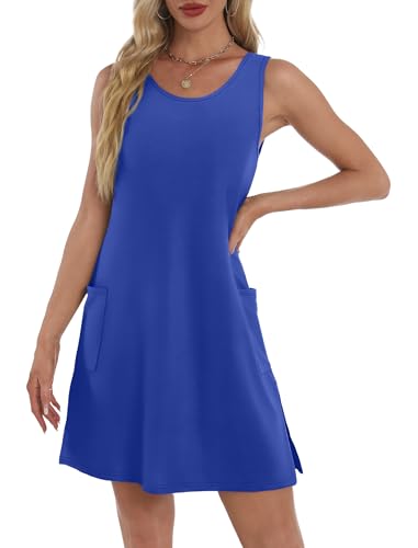 Image of BKRIVE Coverup Summer Dresses for Women 2026 Eyelet Casual Loose Sleeveless Sundresses Tank Dresses with Pockets