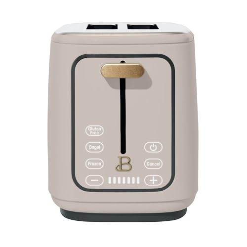 Beautiful 2 Slices Toaster with Touch-Activated Display, 7 Toasting Shade Levels, Bagel & Frozen Bread Presets, Slide-Out Crumb Tray Stylish Kitchen Toaster (Porcini-Taupe)