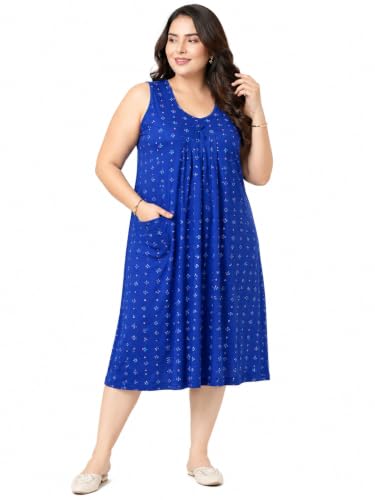 Image of Onekbhalo Women Cotton Night Dress Printed Culf Length Night Gown Short Nighty