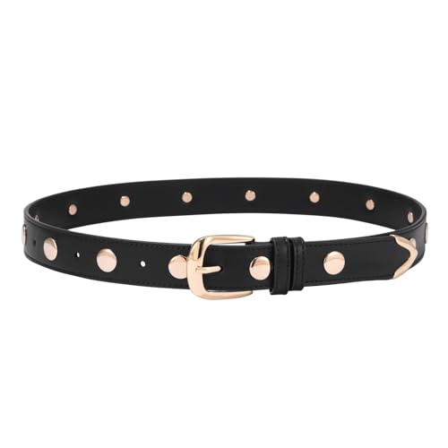 Studded Belt for Womens Leather Belts for Jeans Dress Thin Ladies Punk Gothic Waist Belt Vintage2