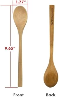 Bamboo Spoon Set for Eating Cooking Mixing Stirring,9.6 inch Soup Spoon Cooking spoon,Natural Tableware,Kitchen Tool Set Long Handle,Eco Friendly Table Spoon (6 Pieces)