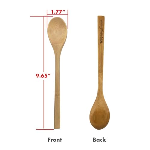 Bamboo Spoon Set for Eating Cooking Mixing Stirring,9.6 inch Soup Spoon Cooking spoon,Natural Tableware,Kitchen Tool Set Long Handle,Eco Friendly Table Spoon (6 Pieces)