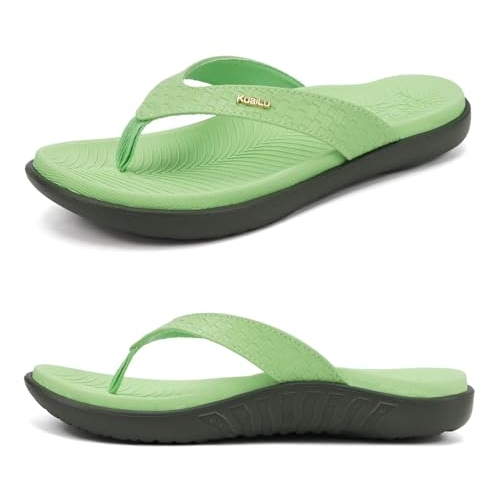 KuaiLu Womens Flip Flops Arch Support Ladies Yoga Mat Walking Thong Cushion Sandals Slip O...