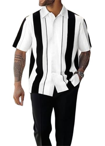 Men's Fashion 2 Piece Dressy Shirts with Pants Suits Big and Tall Attire Formal Walking Sets S-5XL