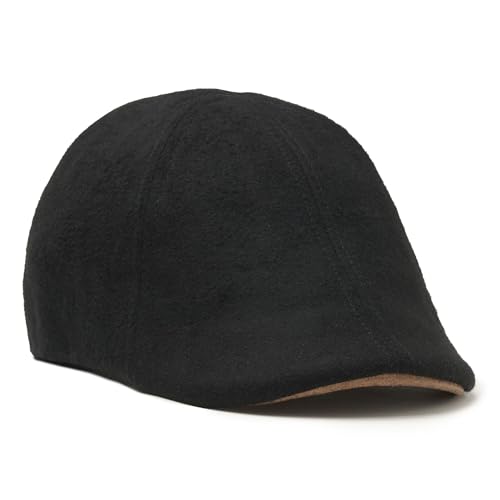 The Original Boston Scally Cap - The Kenmore Mens Flat Hat - Six Panel Newsboy Cap for Men - Black - ML