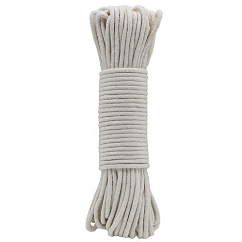 Jukway Corda in Cotone Naturale 3mm, Corda Intrecciata Rotonda 20m/65piedi con Anima, Filo macramè Multifunzione per Cucire, Impacchettare, Decorazioni Fai-da-Te, Artigianato - Bianco Grezzo (20M)