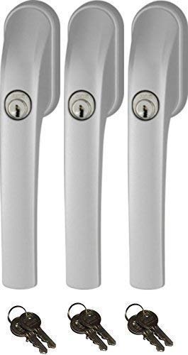 Abus FG300 abschließbarer Fenstergriff, Silber, im Set 3 Stück alle gleichschließend AL0089 mit insgesamt 6 Schlüssel