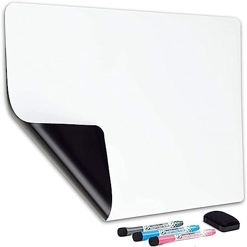 AnBo Magnetic Dry Erase Whiteboard Sheet for Fridge 17x12in Whiteboard 3 Pens and Eraser - Refrigerator White Board Planner & Organizer