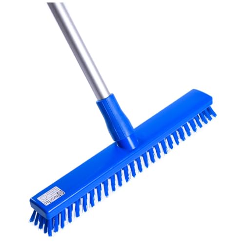 BawiTec Hygiene Schrubber Wischer Hygieneschrubber 40cm Breit mit Aluminiumstiel 145cm HACCP Kunststoff Borsten Kehrbesen Lebensmittel Industrie Profischrubber Hygienewischer (blau)