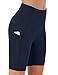 Persit Kurze Sporthose Damen, High Waist Radlerhose Sport Shorts Sommer Laufhose Marineblau M
