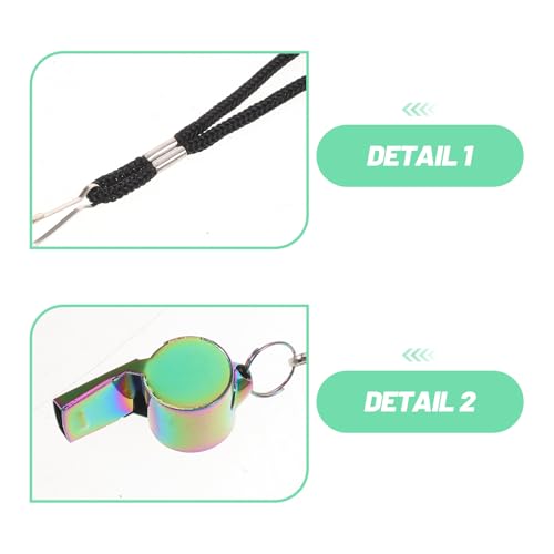 Set de 6 silbatos deportivos de acero inoxidable con cuerda miniatura 3