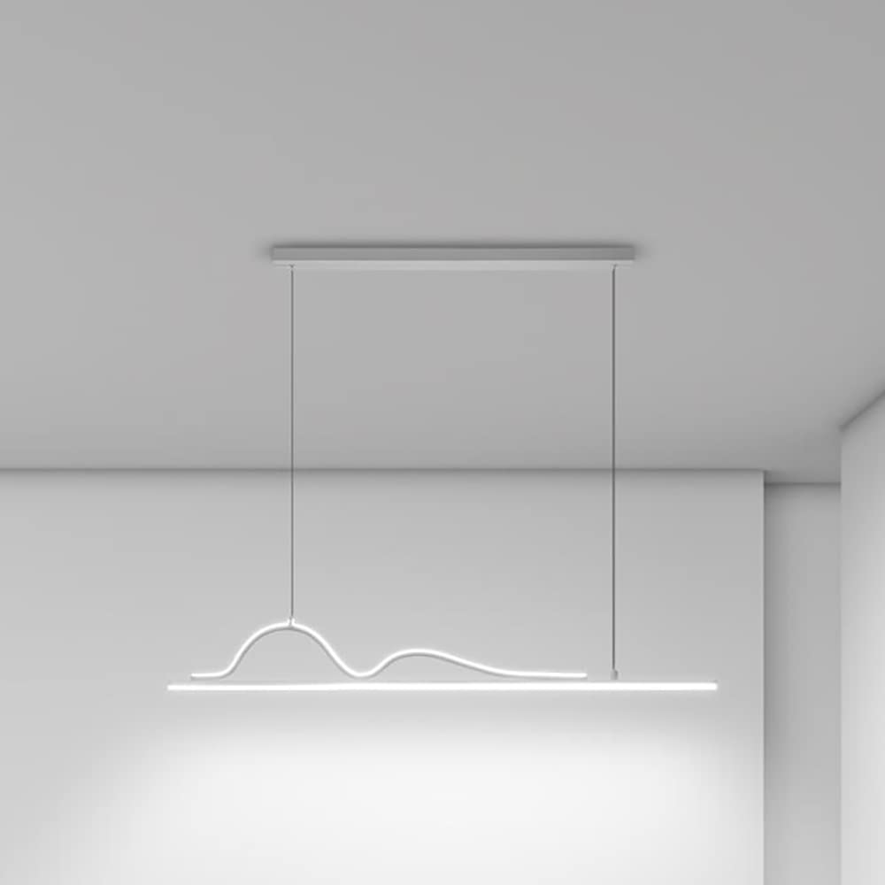 Lampada a sospensione lineare ultrasottile regolabile - a in metallo for isola cucina e sala da pranzo (bianco, 120 cm)