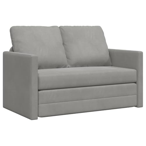 vidaXL Sofá Cama de Suelo 2 en 1, Diván Plegable, Sofá Tapizado, Cama de Suelo para Salón Dormitorio Oficina, Terciopelo Gris Claro 122X204X55 cm