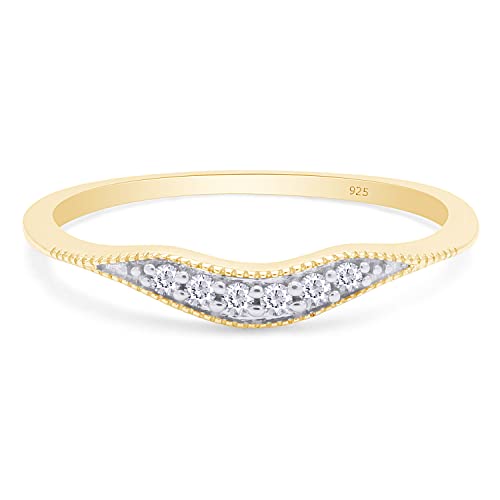 Round Cut White Natural Diamond Vintage-Style Contour Enhancer Guard Band Ring Jewelry for Women In 14K Gold Over Sterling Silver (0.07 Cttw, Color- I-J, Clarity- I2-I3)3