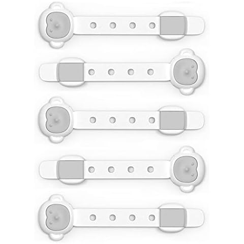 Baby Safety Cupboard Strap Locks,Adjustable Children Safety Locks,Anti-Drawer Cabinet Door Refrigerator Opening Anti-Pinching Baby Lock,No Tools Needed Easy to Install,5 Pack Cover