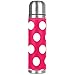 Biały w kropki różowy termos próżniowy izolowany butelka na wodę kompaktowy kubek podróżny do kawy ze stali nierdzewnej 43 ml