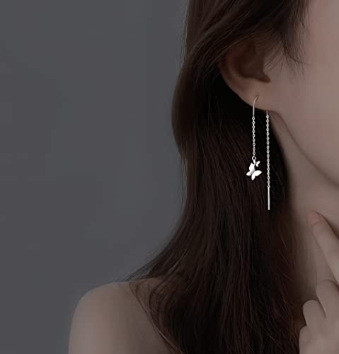 SLUYNZ 925 Sterling Silver Butterfly Dangle Earrings Chain for Women Teens Butterfly Drop Earrings Threader Tassel3