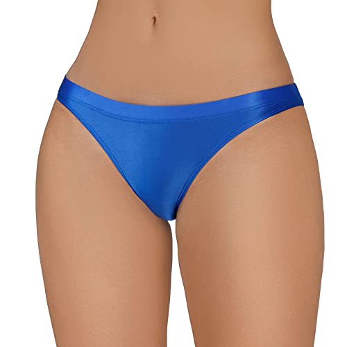 Verführerische Damen Slips seidig glänzendem Material transparente sexy Unterwäsche für außergewöhnliche Momente (Blue, XXL)