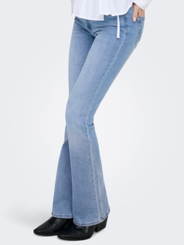 Image of Only Women's Mid Rise Bootcut Flared Jeans | Stretchy & Stylish Retro Look
