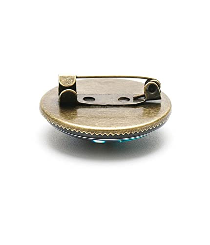 Image of vmcoatdu Round 1 Inch Viking Compass' Nordic Rune Pin Brooch Metal and Inlay Glass Revivalism Style Souvenir Badge Brooch for Hat Clothes Backpack