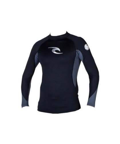 Camiseta de manga larga Rip Curl anticorticaduras en color negro y gris para deportes acuáticos