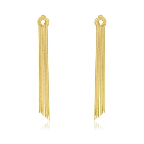 Surrounded Forest Gold Plated Tassel Earrings for Women Long Statement Drop & Dangle Earrings Chain Earrings Bridal Fringe Formal Earrings for Wedding Prom Brides Cover
