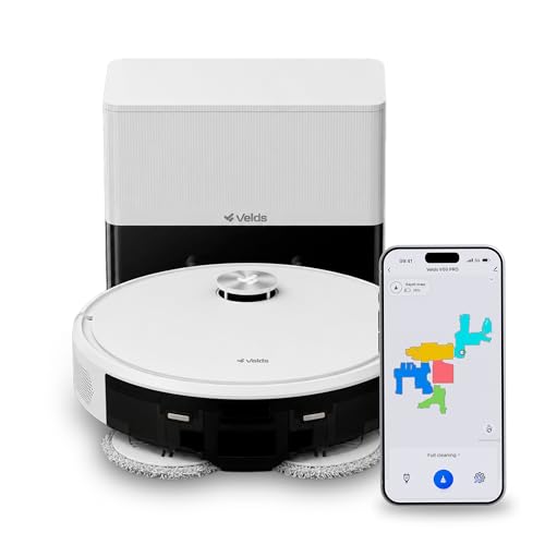 Velds V50 PRO Robot Vacuum and Mop, 10,000Pa Suction, Self-Emptying Base, 360° LiDAR Navigation, Dual Rotating Mops, App/Alexa/Google Control, Ideal for Pet Hair, Carpet & Hard Floors