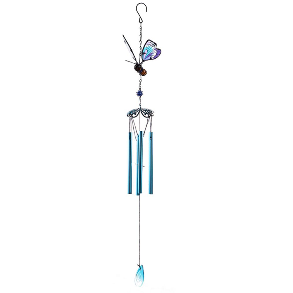 BaronHong Wind Chimes for Garden,Iron Crafts Ornaments for Indoor Decoration,Glass Painted Wind Chimes Garden Ornaments(Blue(B),M)
