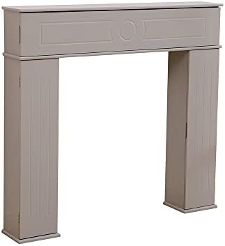 Hi-Well Fireplace Cover Hiden Storage Cabinet,Fire Surround Fireplace Living Room Furniture Fireplace Console Table Modern Style- Grey Painted,107x18x100cm