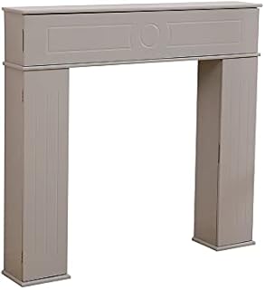 Hi-Well Fireplace Cover Hiden Storage Cabinet,Fire Surround Fireplace Living Room Furniture Fireplace Console Table Modern Style- Grey Painted,107x18x100cm