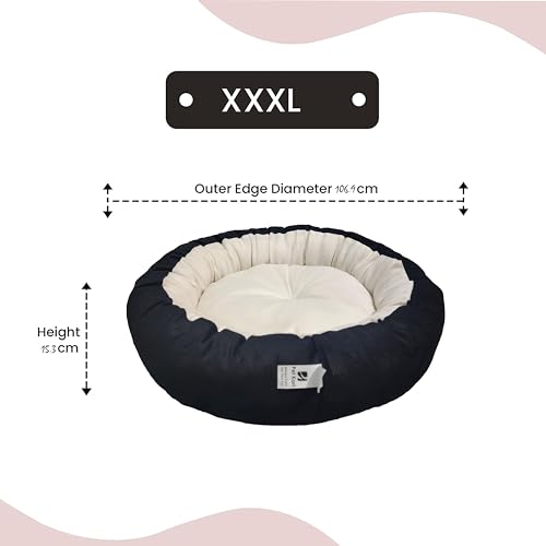 Image of XXXL Size Dog Bed for Large Size Dogs and cat Bed Velvet Fabric Dual Color Black-Cream Anti Skid Bottom Washable Export Quality Big Pet Bed