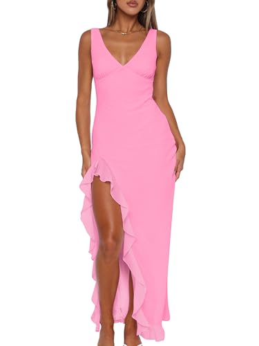 Mokoru Women's Sexy Bodycon V Neck Sleeveless Ruffle...