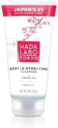 Hada Labo Tokyo Gentle Hydrating Cleanser 5 Oz - with Hyaluronic Acid cream facial wash non-drying free from fragrance parabens alcohol mineral oil and dyes (Packaging May Vary)