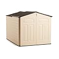 Rubbermaid Slide-Lid Resin Outdoor Storage Shed (5 x 6.5 Ft),Weather Resistant, Beige/Brown, Organization for Home/Backyard/Garden Tools/Lawn Mower/Bike Storage/Pool Supplies