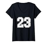 donna numero 23 maglia per lo sport scolastico o il 23° compleanno maglietta con collo a v