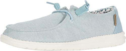 Image of HEYDUDE Women's Wendy Chambray Azur Size 6 | Women's Shoes | Women's Lace Up Loafers | Comfortable & Light-Weight