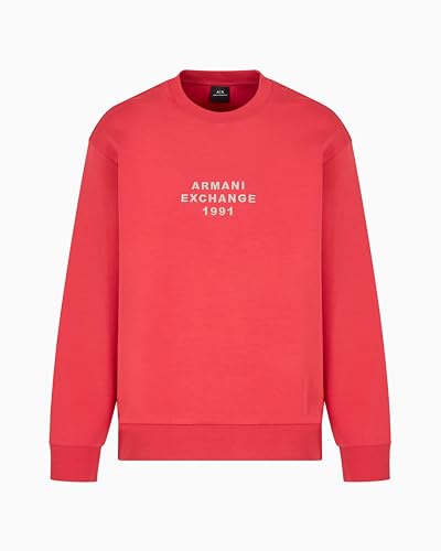 Armani Exchange Men's Pullover Sweatshirt With Bold Logo, Cardinal, Large