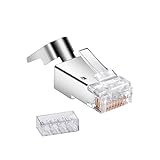 TSdrena RJ45 コネクタ Cat8 100個 ロードバー付き シールド 爪折れ防止 LAN コネクター ガイド付き CAT8のケーブル適応 より線 単線 両対応 自作 LANコネクター 金メッキ LANプラグ Cat 8 RJ45コネクタタ 配線 金属シールド SPM-TLLC-8