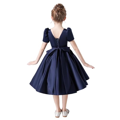 dideyttawl Short Flower Girl Dresses Satin Princess Junior Bridesmaid Dress for Wedding Knee Length Ball Gown 6502