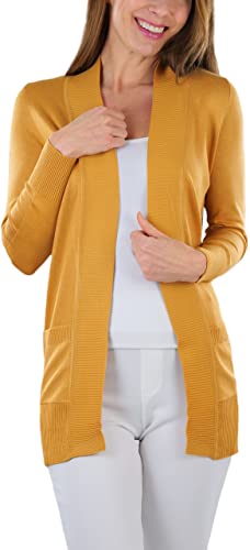 Image of ToBeInStyle Women's Long Sleeve Rib Banded Open Sweater Cardigan