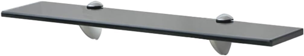 Floating Shelf Set of 2, Black Toughened Safety Glass, Rectangular Wall Mounted Display for Bathroom, Living Room Decor, 19.7 x 19.7 x 0.3 Inches