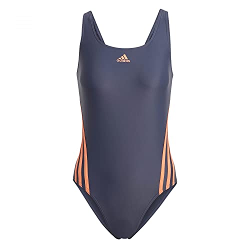 adidas Damen 3-Stripes Swimsuit, Shadow Navy/Coral Fusion, 36