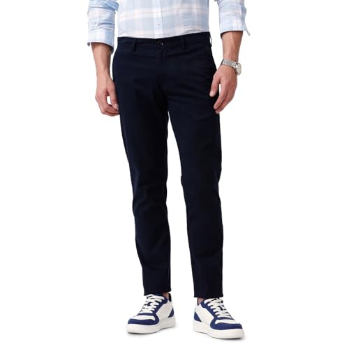 Image of BASICS Premium Cotton Stretch Formal Trousers for Men | Office Pants