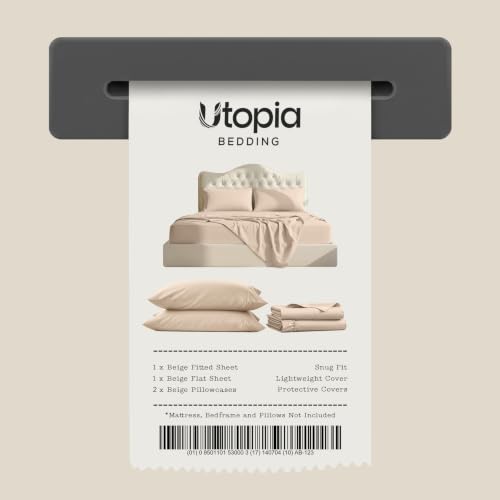 Image of Utopia Bedding Bed Sheet Set - 4 Piece Cal King Bedding - Soft Brushed Microfiber Fabric - Wrinkle, Shrinkage & Fade Resistant - Easy Care (Cal King, Beige)
